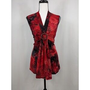 Y2K Velvet Burnout Babydoll Top Whimsigoth Dark Fairy Grunge Romantic Boho 2845
